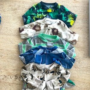 Carters size 12 months footsie pajama lot
